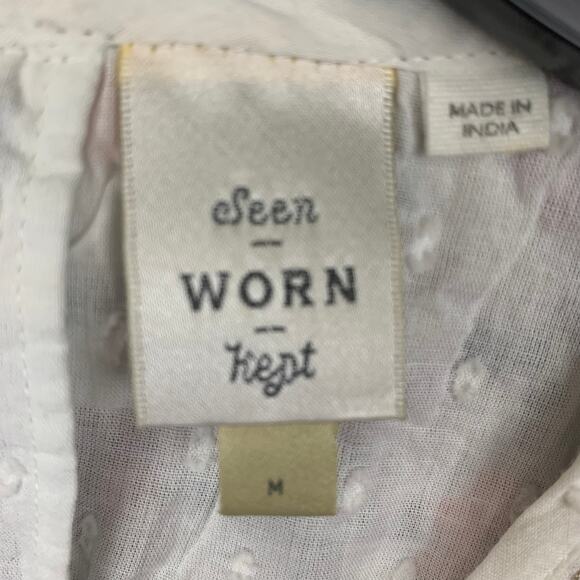 Anthro See Worn Kept Embroidered Blouse Womens Medium Blue Peasant Minuet Tops - Picture 7 of 11